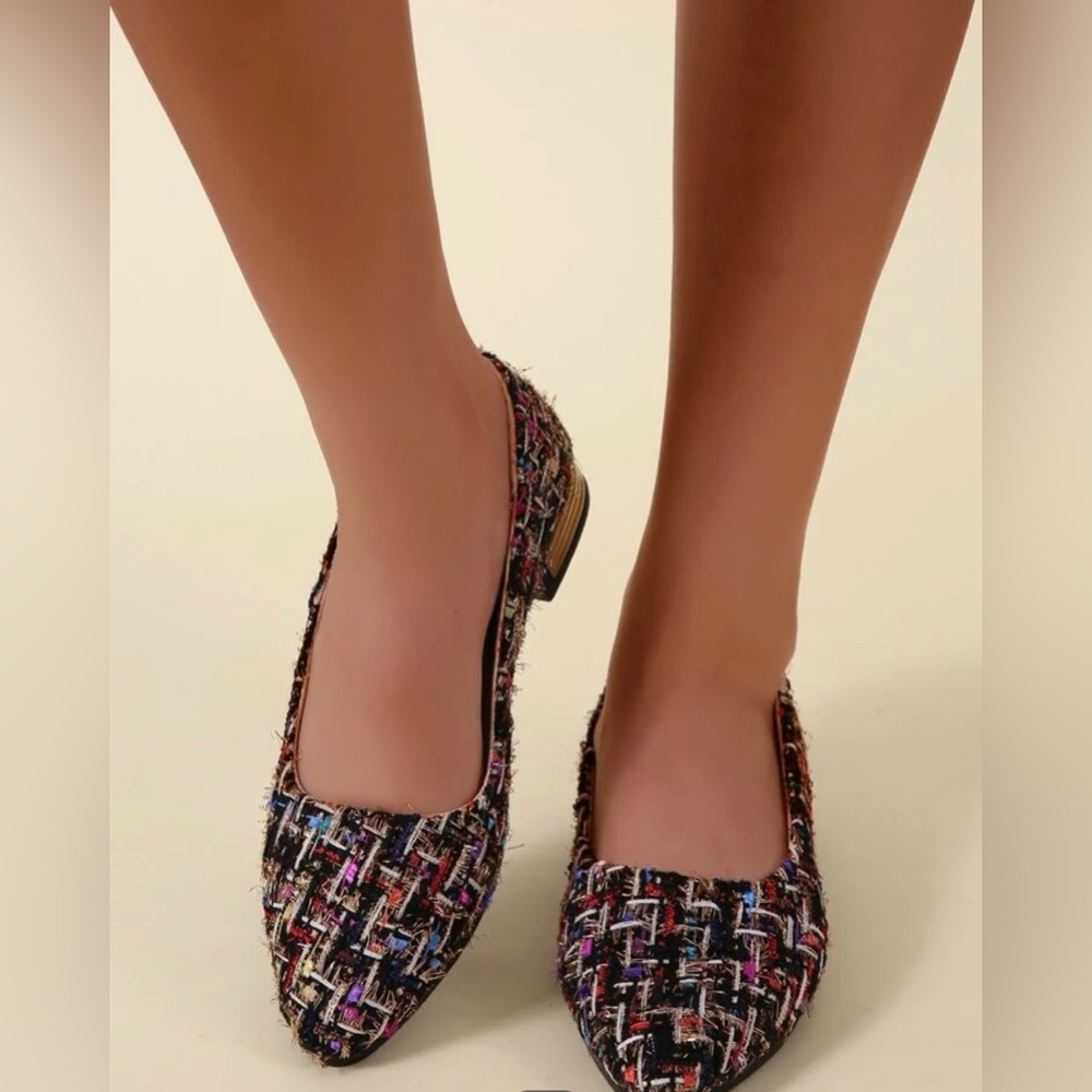 Tweed slip on Flats